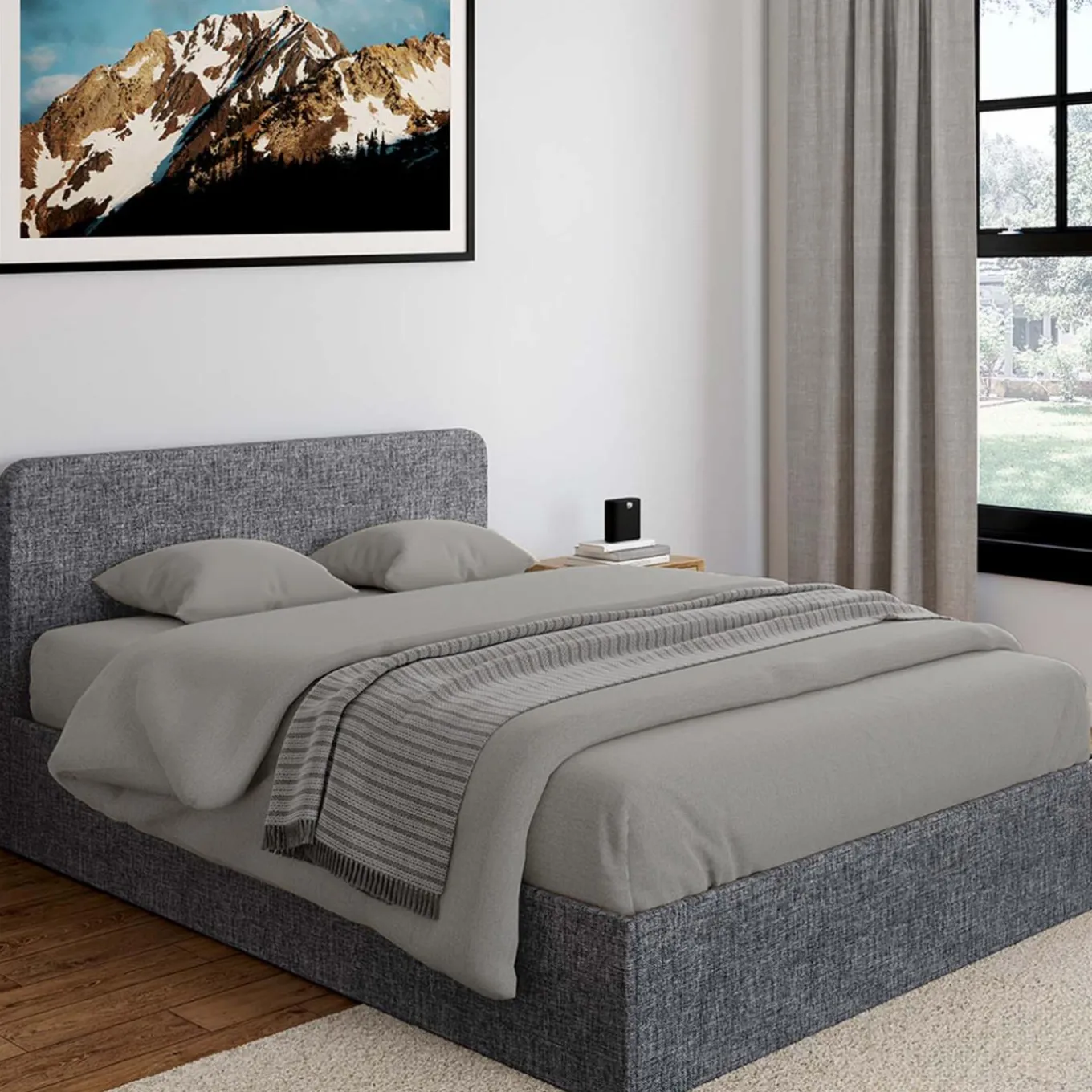IDMarket Lit coffre 140x190 cm gris anthracite* Chambre Complète Adulte|Lits Avec Sommier