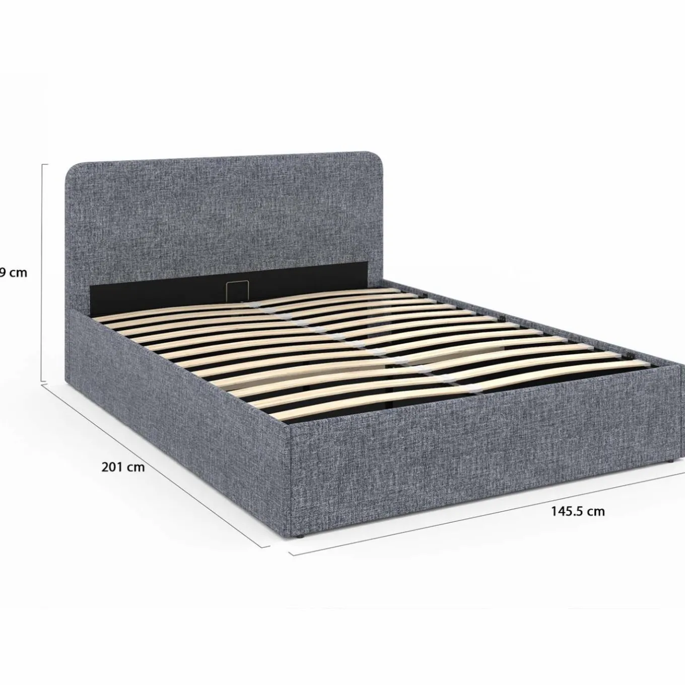 IDMarket Lit coffre 140x190 cm gris anthracite* Chambre Complète Adulte|Lits Avec Sommier