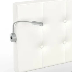 IDMarket Lit double 140 x 190 avec liseuses* Meubles Blancs|Collection Moderne