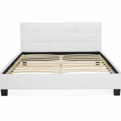 IDMarket Lit double avec sommier PVC blanc 160x200cm* Collection Contemporaine|Chambre Complète Adulte