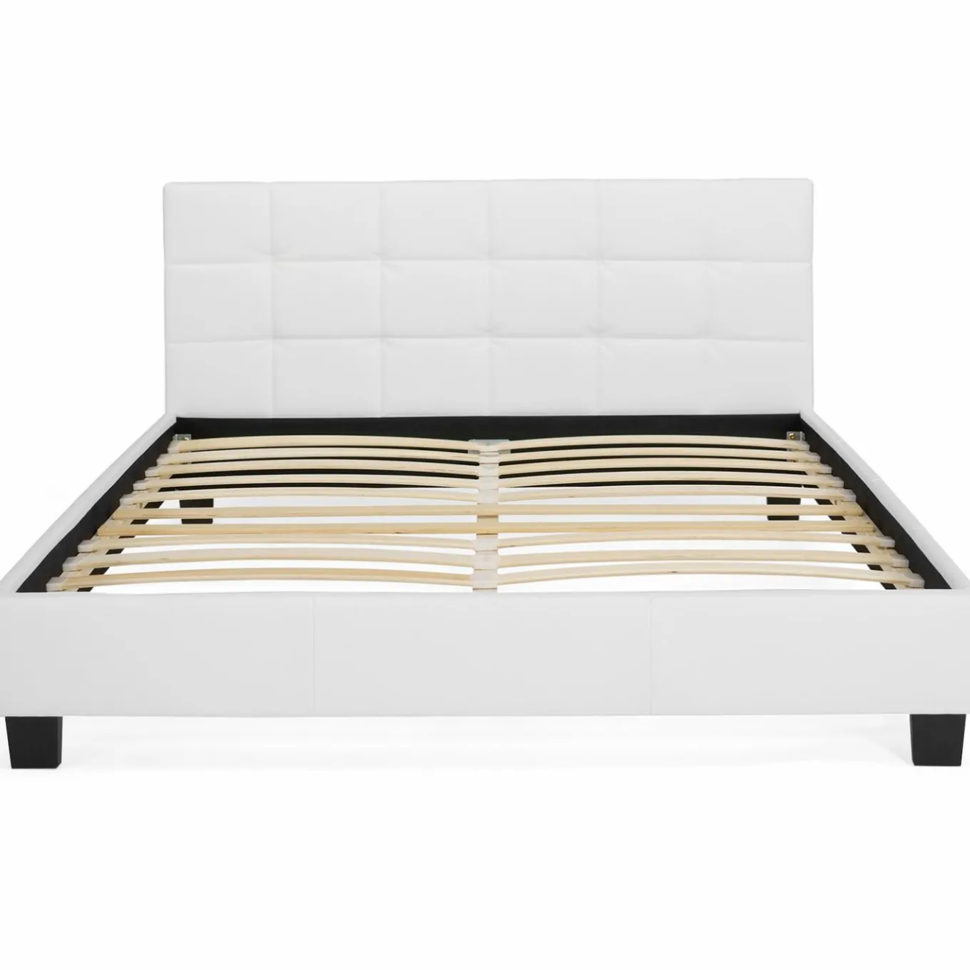 IDMarket Lit double avec sommier PVC blanc 160x200cm* Collection Contemporaine|Chambre Complète Adulte