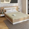 IDMarket Lit double avec tête de lit, sommier et tables de nuit* Lits Avec Sommier|Chambre Complète Adulte
