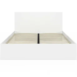 IDMarket Lit double avec tête de lit et sommier 160 x 200 cm blanc* Lits Avec Sommier|Chambre Complète Adulte