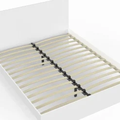 IDMarket Lit double avec tête de lit et sommier 160 x 200 cm blanc* Lits Avec Sommier|Chambre Complète Adulte