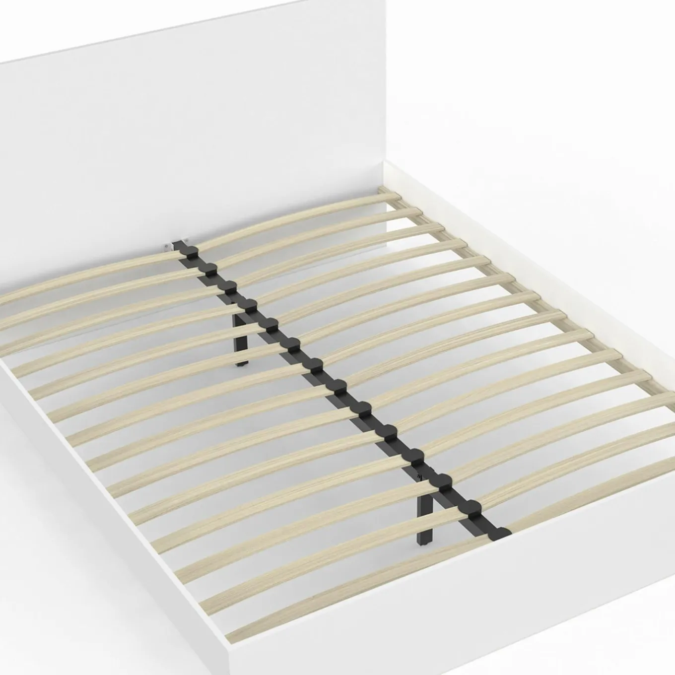 IDMarket Lit double avec tête de lit et sommier 160 x 200 cm blanc* Lits Avec Sommier|Chambre Complète Adulte