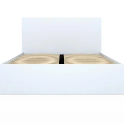 IDMarket Lit double blanc 4 tiroirs sur roulettes avec tête de lit* Meubles Tiroirs|Meubles Blancs