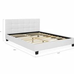 IDMarket Lit double blanc 140x190 cm avec sommier* Collection Contemporaine|Chambre Complète Adulte