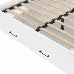 IDMarket Lit double blanc 140x190cm avec tête de lit et rangements* Meubles Tiroirs|Chambre Complète Adulte