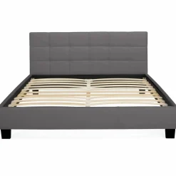 IDMarket Lit double gris anthracite 140x190 cm avec tête de lit* Collection Contemporaine|Chambre Complète Adulte