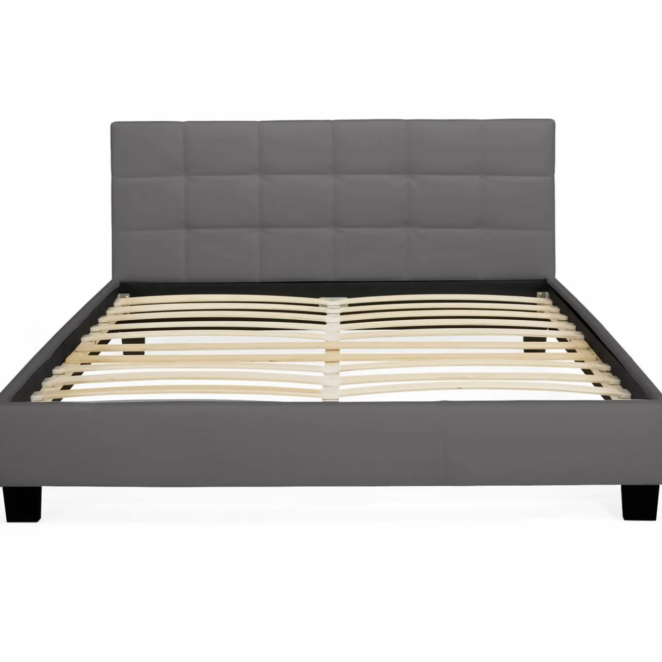 IDMarket Lit double gris anthracite 140x190 cm avec tête de lit* Collection Contemporaine|Chambre Complète Adulte