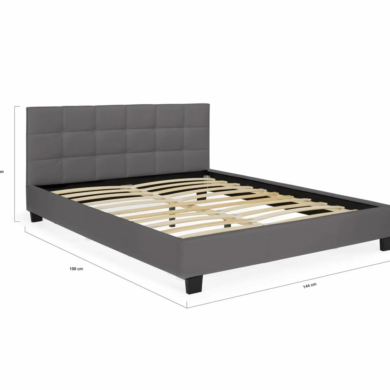 IDMarket Lit double gris anthracite 140x190 cm avec tête de lit* Collection Contemporaine|Chambre Complète Adulte