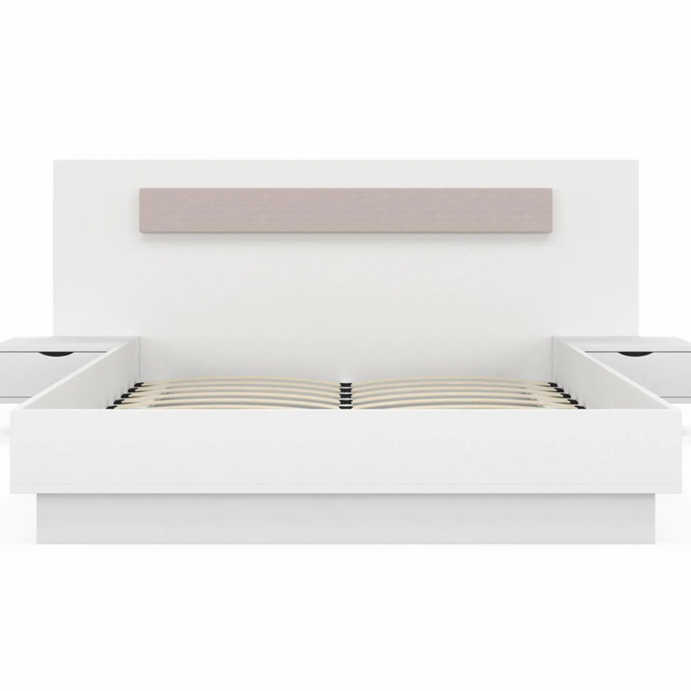 IDMarket Lit double 140x190 blanc avec tête de lit et chevets* Meubles Blancs|Chambre Complète Adulte