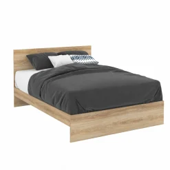 IDMarket Lit double 140x190 cm avec sommier et tête de lit en bois* Collection Moderne|Chambre Complète Adulte