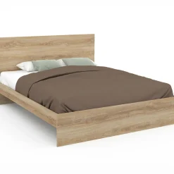 IDMarket Lit double 160x200 cm avec tête de lit et sommier hêtre* Collection Moderne|Lits Avec Sommier