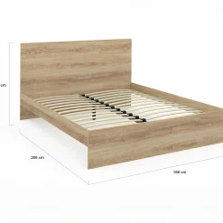 IDMarket Lit double 160x200 cm avec tête de lit et sommier hêtre* Collection Moderne|Lits Avec Sommier