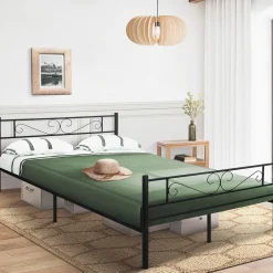 IDMarket Lit en métal 140 x 190 cm avec sommier* Collection Métal|Lits Avec Sommier