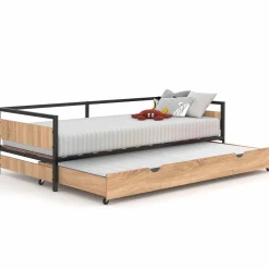 IDMarket Lit enfant industriel avec tiroir gigogne 90x190*Enfant Meubles Tiroirs|Collection Industrielle