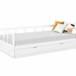 IDMarket Lit gigogne transformable en lit 2 places blanc* Meubles Tiroirs|Chambre Complète Adulte