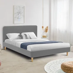 IDMarket Lit nordique gris clair 2 places* Collection Scandinave|Chambre Complète Adulte