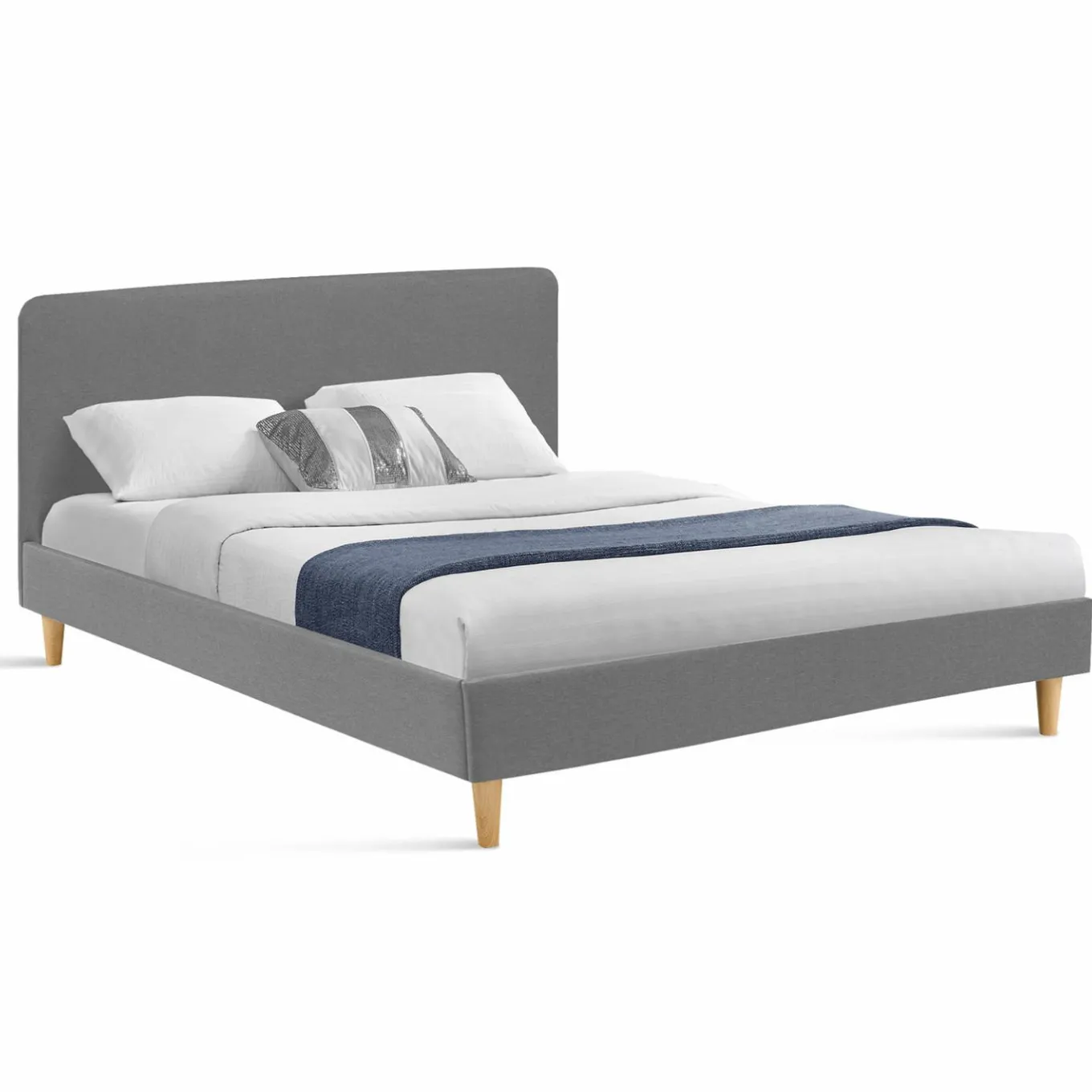 IDMarket Lit nordique gris clair 2 places* Collection Scandinave|Chambre Complète Adulte