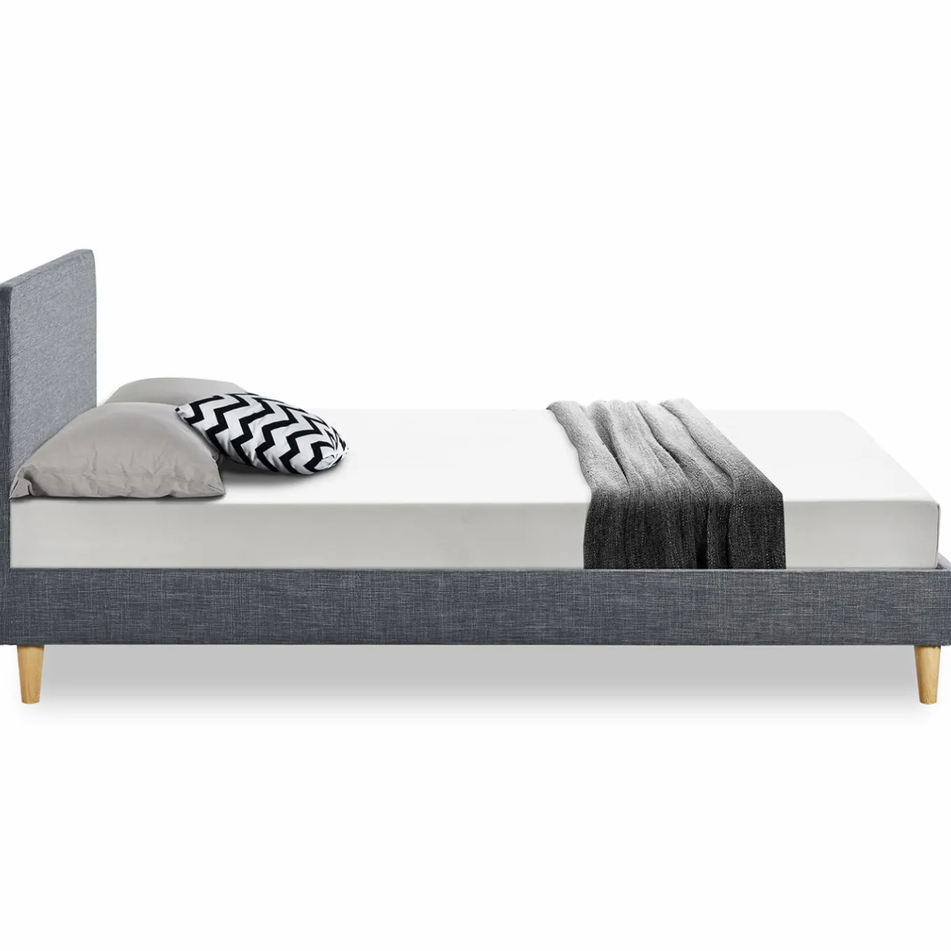 IDMarket Lit scandinave gris 2 places 160x200 cm* Collection Scandinave|Chambre Complète Adulte