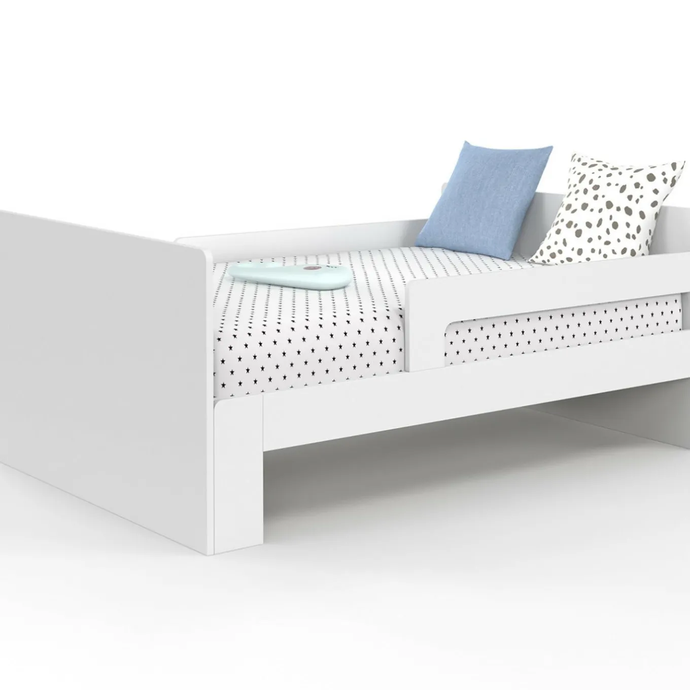 IDMarket Lit simple évolutif 90 x 140/190 cm avec sommier et barrières bois blanc*Enfant Lits Enfant