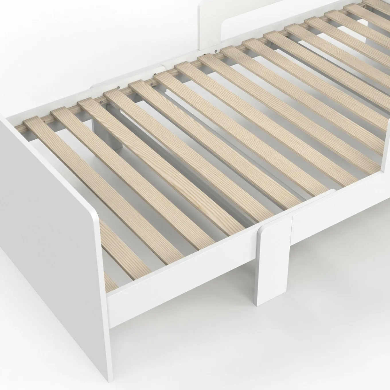 IDMarket Lit simple évolutif 90 x 140/190 cm avec sommier et barrières bois blanc*Enfant Lits Enfant