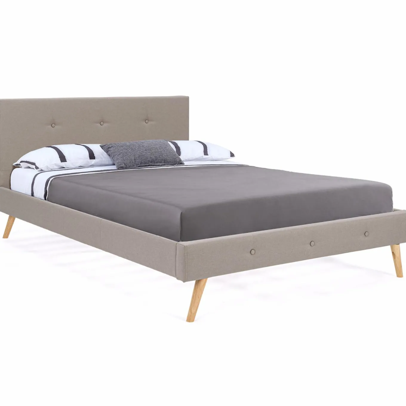 IDMarket Lit style scandinave 140 x 190 cm beige effet lin* Collection Scandinave|Chambre Complète Adulte