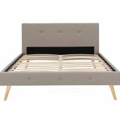 IDMarket Lit style scandinave 140 x 190 cm beige effet lin* Collection Scandinave|Chambre Complète Adulte