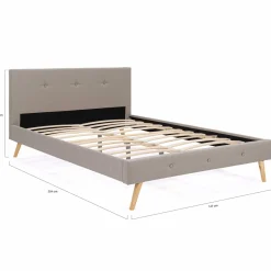 IDMarket Lit style scandinave 140 x 190 cm beige effet lin* Collection Scandinave|Chambre Complète Adulte