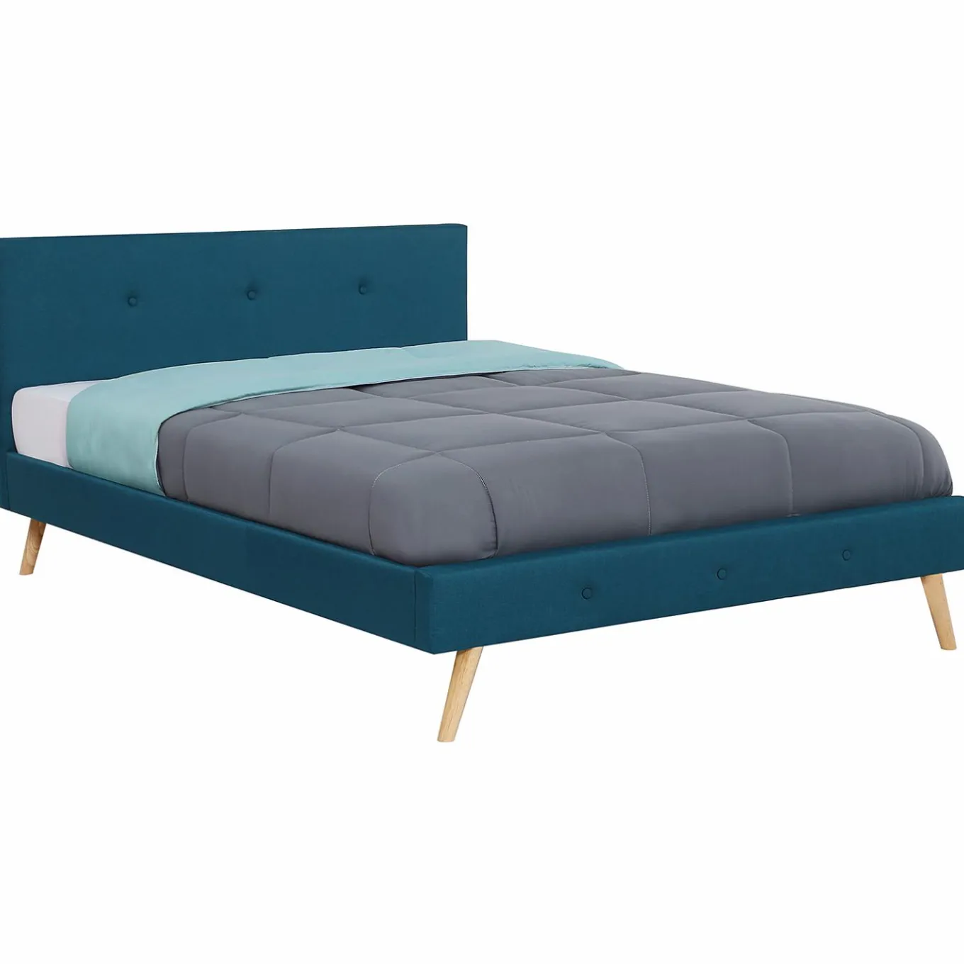 IDMarket Lit style scandinave 160x200 cm bleu canard* Collection Scandinave|Chambre Complète Adulte