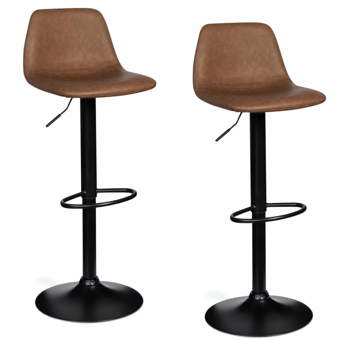 IDMarket Lot 2 tabourets de bar marron vintage réglables* Collection Vintage|Tabourets De Bar