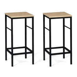 IDMarket Lot 2 tabourets de bar style industriel bois et métal* Collection Industrielle|Tabourets De Bar
