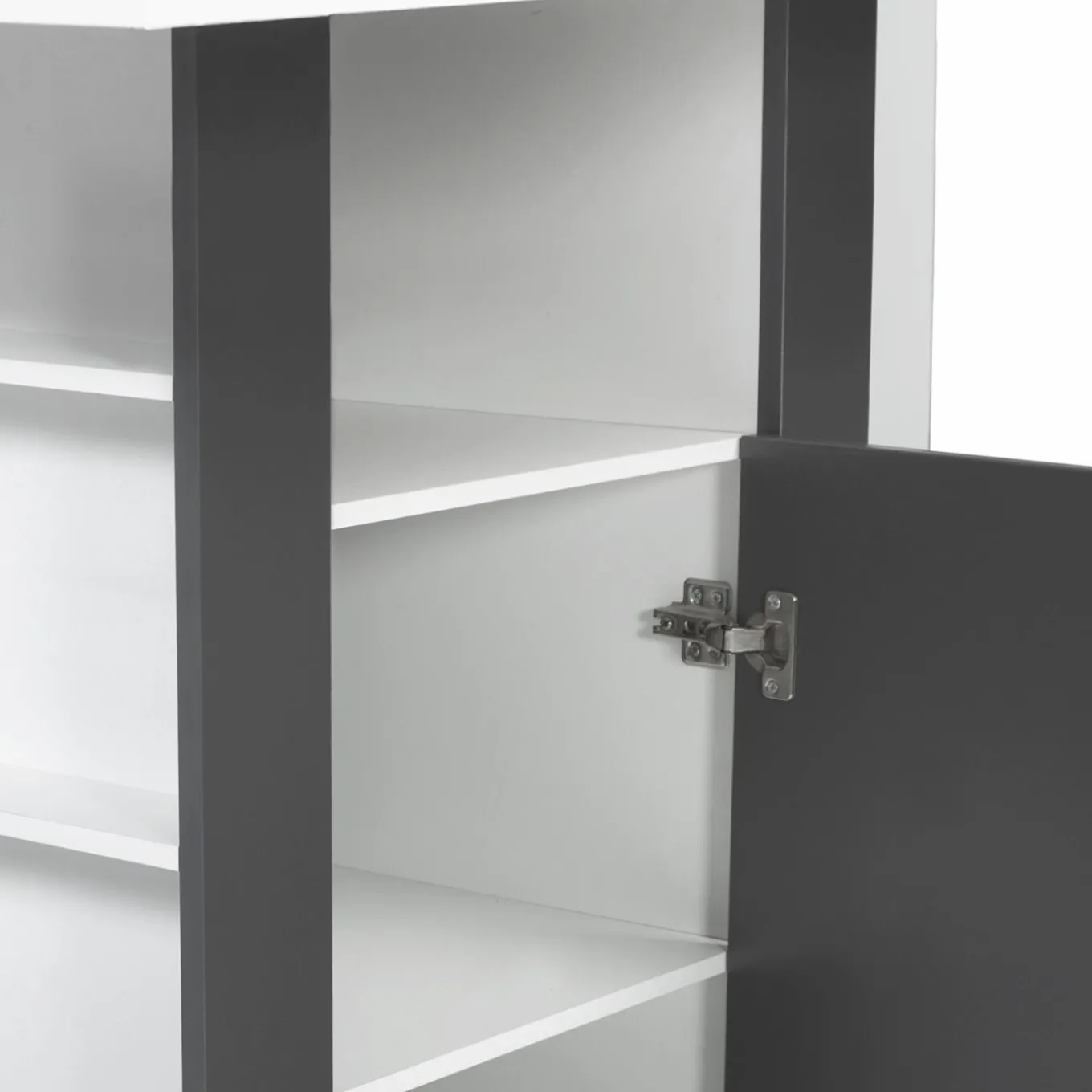 IDMarket Îlot central bois blanc et gris 110 cm* Meubles Hauts|Collection Design