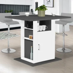 IDMarket Îlot central cuisine bois gris et blanc 110 cm* Collection Design|Collection Moderne