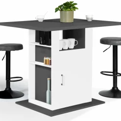 IDMarket Îlot central cuisine bois gris et blanc 110 cm* Collection Design|Collection Moderne