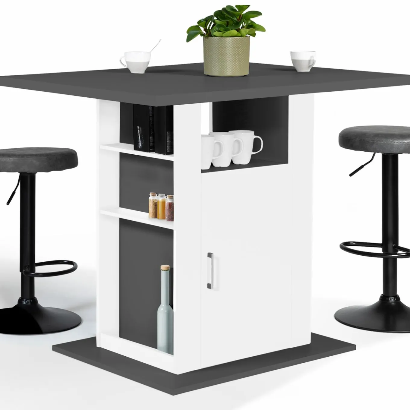 IDMarket Îlot central cuisine bois gris et blanc 110 cm* Collection Design|Collection Moderne