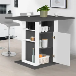 IDMarket Îlot central cuisine bois gris et blanc 110 cm* Collection Design|Collection Moderne