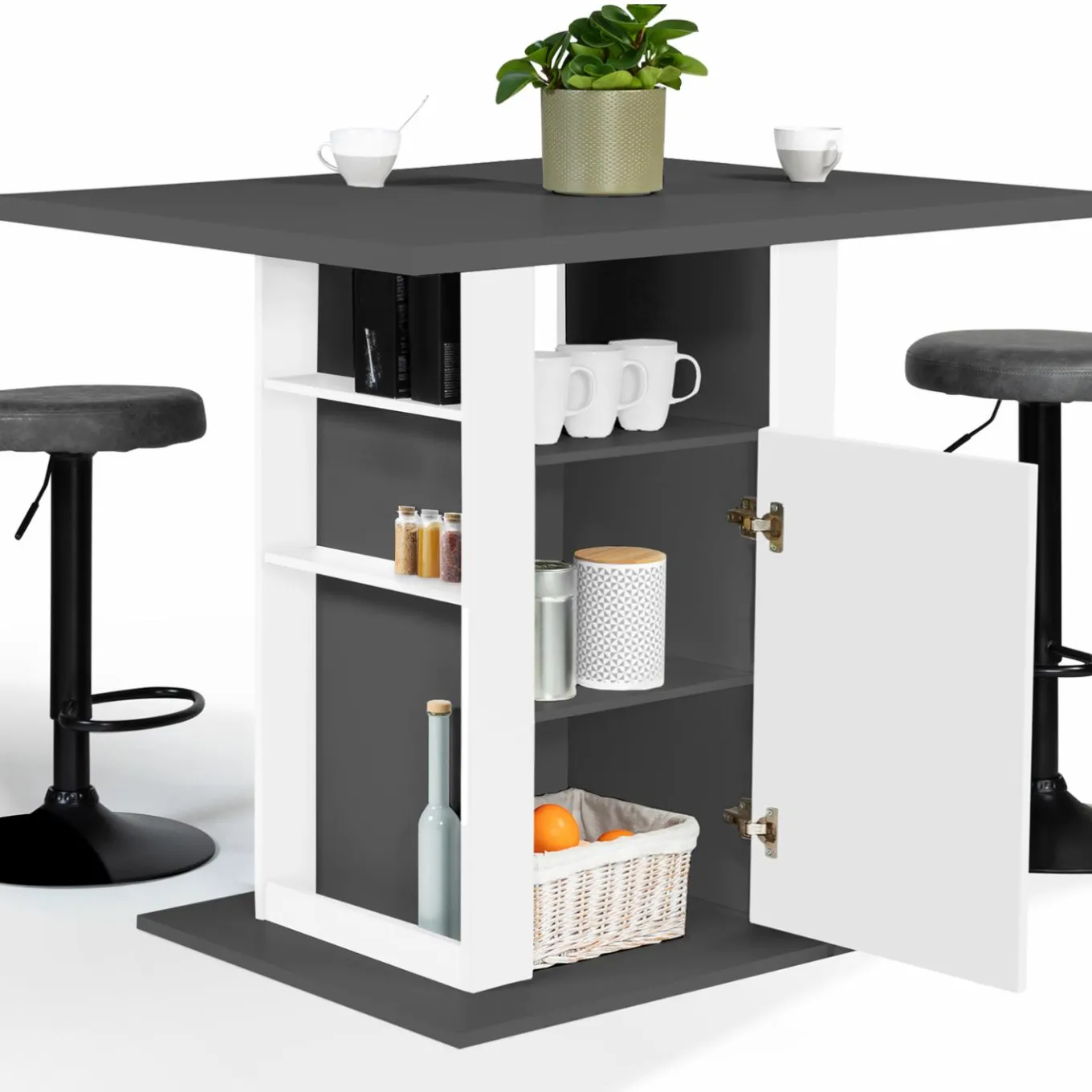 IDMarket Îlot central cuisine bois gris et blanc 110 cm* Collection Design|Collection Moderne