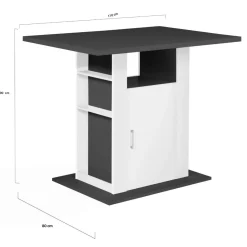 IDMarket Îlot central cuisine bois gris et blanc 110 cm* Collection Design|Collection Moderne