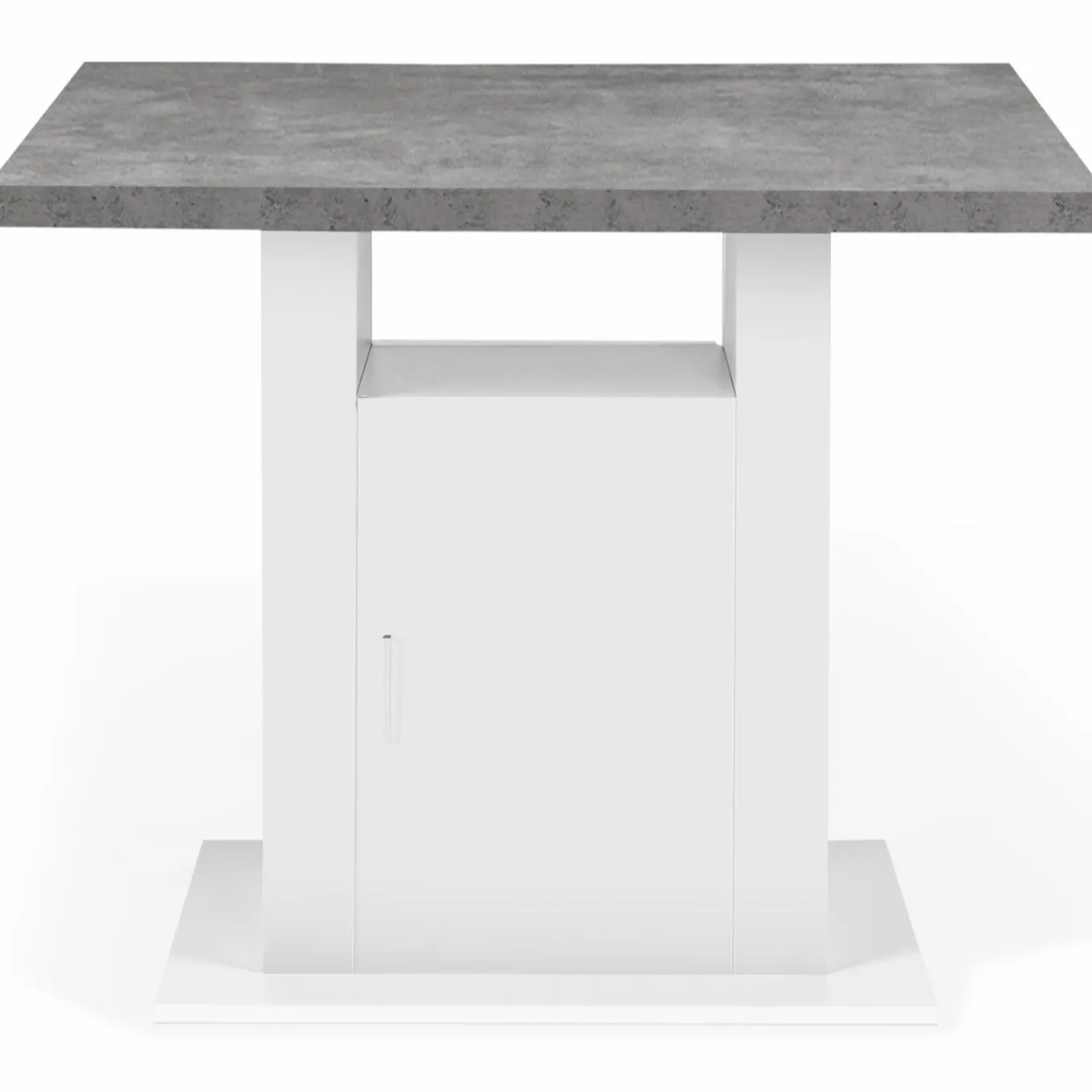 IDMarket Îlot central cuisine plateau effet béton et bois blanc 110 cm* Meubles Blancs|Collection Design