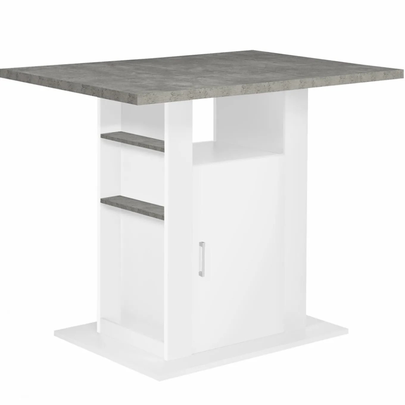 IDMarket Îlot central cuisine plateau effet béton et bois blanc 110 cm* Meubles Blancs|Collection Design