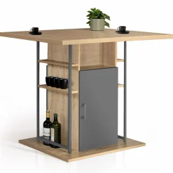 IDMarket Îlot central cuisine plateau bois imitation hêtre et gris 110 cm* Collection Design|Collection Moderne