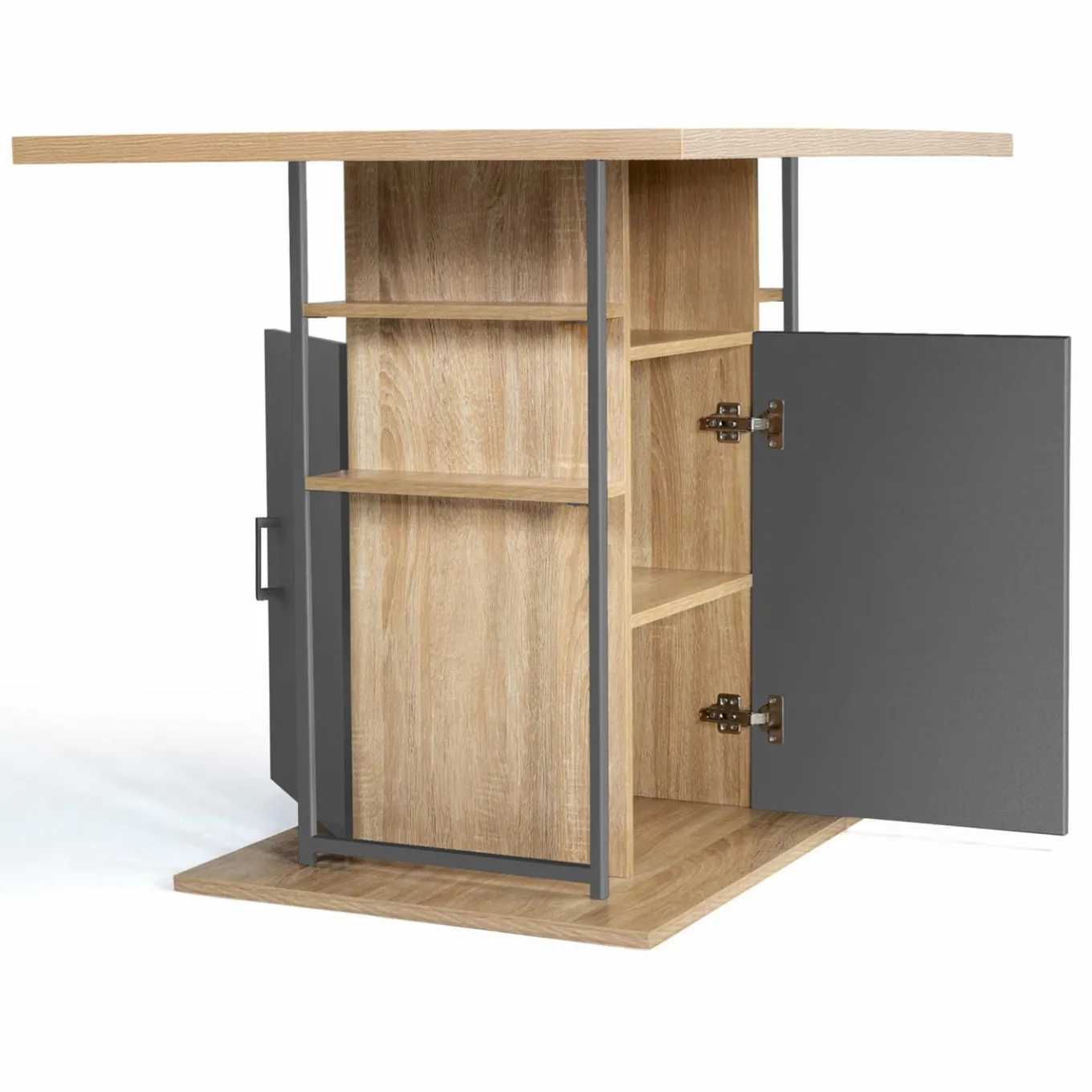 IDMarket Îlot central cuisine plateau bois imitation hêtre et gris 110 cm* Collection Design|Collection Moderne