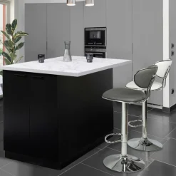 IDMarket Îlot central effet marbre et bois noir 120 cm* Collection Design|Collection Moderne