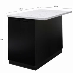 IDMarket Îlot central effet marbre et bois noir 120 cm* Collection Design|Collection Moderne