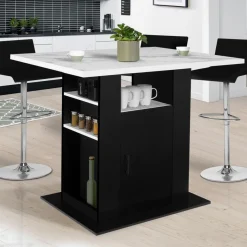 IDMarket Îlot central effet marbre et bois noir 110 cm* Collection Design|Collection Moderne