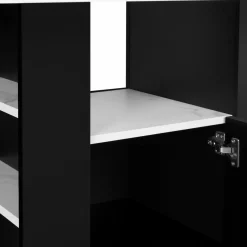 IDMarket Îlot central effet marbre et bois noir 110 cm* Collection Design|Collection Moderne