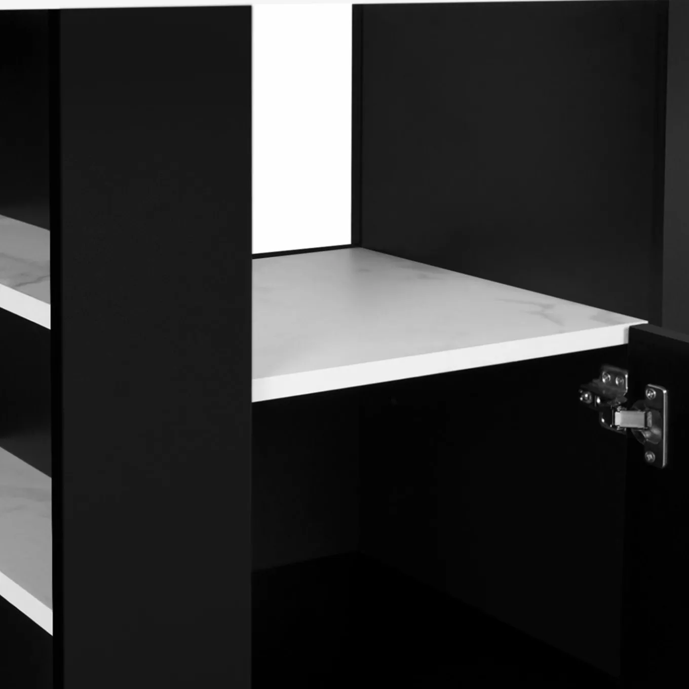 IDMarket Îlot central effet marbre et bois noir 110 cm* Collection Design|Collection Moderne