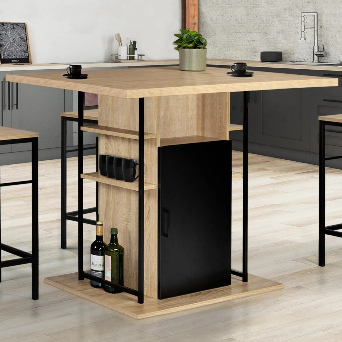 IDMarket Îlot central industriel* Meubles Hauts|Collection Design